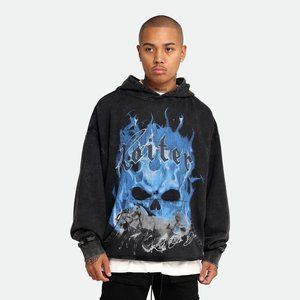 LOITER Ride or Die Hoodie • Vintage Black Wash • Large • deadstock